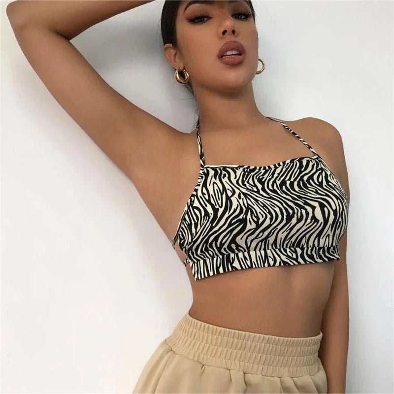 Sexy Leopard Print Backless Corset Women Halter Bandage Camisole Lingerie 2024 New Summer Crop Top Bra Tank Tops Vest Underwear - MAGUSTA BEAUTY