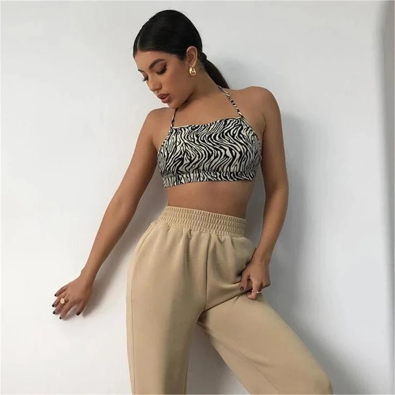 Sexy Leopard Print Backless Corset Women Halter Bandage Camisole Lingerie 2024 New Summer Crop Top Bra Tank Tops Vest Underwear - MAGUSTA BEAUTY