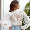 Sexy Long Sleeve White Lace Shirts Women Blouses Casual Crochet Hollow Out Elegant Tops Cropped Turtleneck Blusas 16296 - MAGUSTA BEAUTY