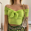 Sexy Off Shoulder Twist Bow Bare Midriff Short T Shirt Women Short Sleeves Bottoming Shirt Ladies Tee Shirt Tops Camisetas Mujer - MAGUSTA BEAUTY