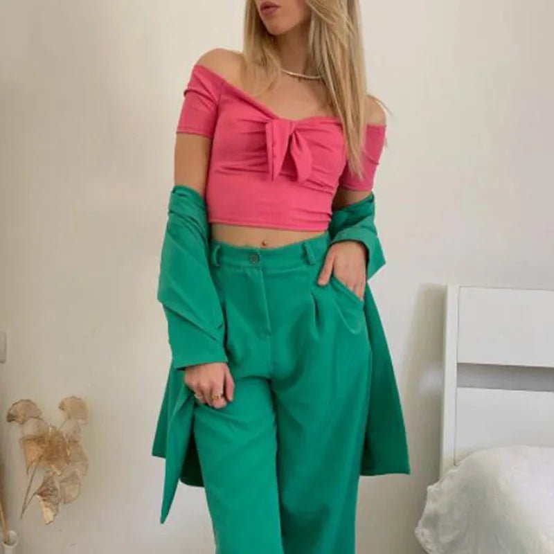 Sexy Off Shoulder Twist Bow Bare Midriff Short T Shirt Women Short Sleeves Bottoming Shirt Ladies Tee Shirt Tops Camisetas Mujer - MAGUSTA BEAUTY