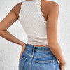 Sexy Short Length Contrast Lace Crop Halter Top - Elegant Geometric Pattern, Semi - Sheer - MAGUSTA BEAUTY