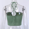 Sexy Solid Lace Up Bow Halter Ruched Crop Top Fashion Sleeveless Backless Tube Tops Female Streetwear Tops 2023 New Women - MAGUSTA BEAUTY