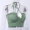 Sexy Solid Lace Up Bow Halter Ruched Crop Top Fashion Sleeveless Backless Tube Tops Female Streetwear Tops 2023 New Women - MAGUSTA BEAUTY