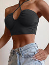 Sexy Solid Lace Up Bow Halter Ruched Crop Top Fashion Sleeveless Backless Tube Tops Female Streetwear Tops 2023 New Women - MAGUSTA BEAUTY