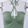 Sexy Solid Lace Up Bow Halter Ruched Crop Top Fashion Sleeveless Backless Tube Tops Female Streetwear Tops 2023 New Women - MAGUSTA BEAUTY