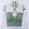 Sexy Solid Lace Up Bow Halter Ruched Crop Top Fashion Sleeveless Backless Tube Tops Female Streetwear Tops 2023 New Women - MAGUSTA BEAUTY