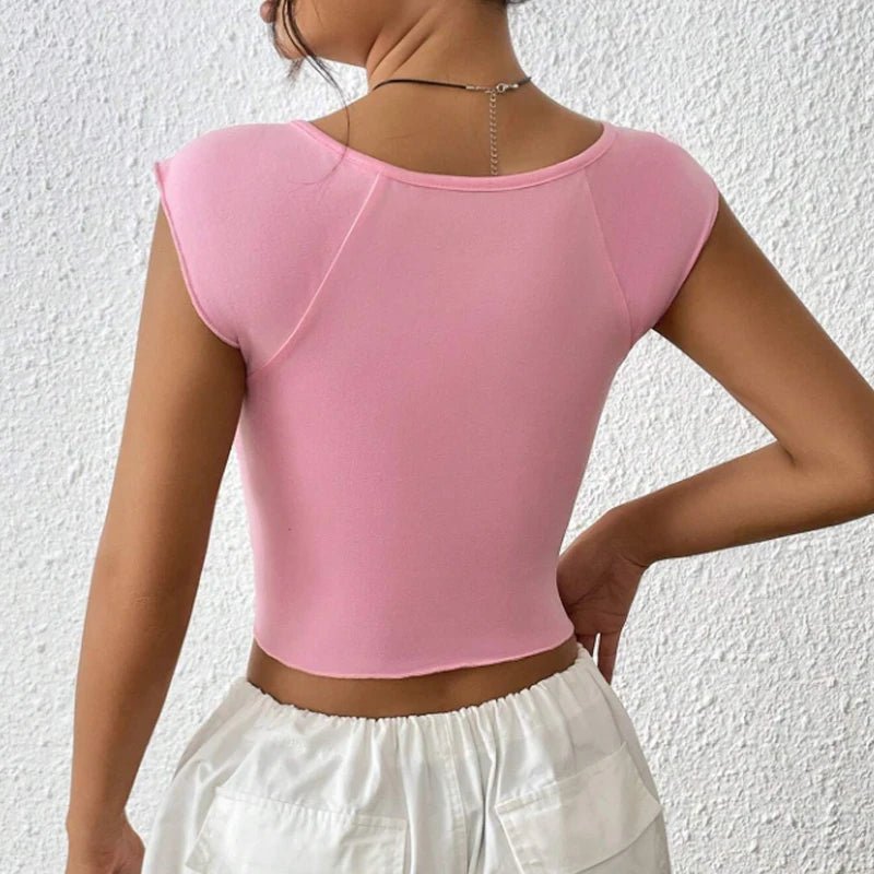 Sexy Square - neck Pink Tank Tops Korean Fashion Summer Sexy Women Clothes Slim Tees Woman V Neck Y2K Sleeveless 2024 Streetwear - MAGUSTA BEAUTY