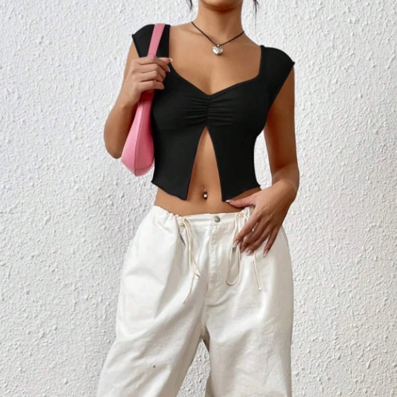 Sexy Square - neck Pink Tank Tops Korean Fashion Summer Sexy Women Clothes Slim Tees Woman V Neck Y2K Sleeveless 2024 Streetwear - MAGUSTA BEAUTY