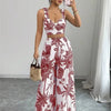 Sexy Strapback Halter Tops Long Pants Female 2 - piece Set Summer Fashion Printed Wide - leg Pocket Trousers Elegant Women's Suit - MAGUSTA BEAUTY