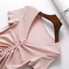 Sexy V Neck Cropped Tank Tops Women Drawstring Tie Up Front Camis Candy Colors Streetwear Slim Fit Ribbed Crop Top - MAGUSTA BEAUTY