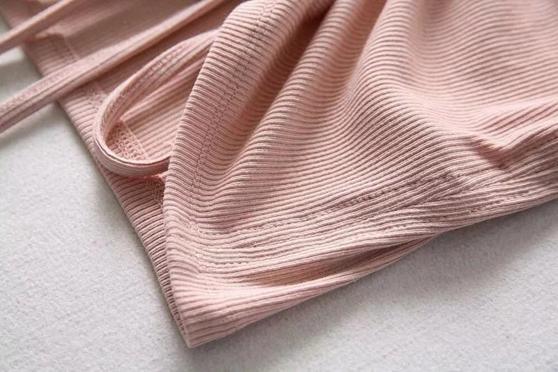 Sexy V Neck Cropped Tank Tops Women Drawstring Tie Up Front Camis Candy Colors Streetwear Slim Fit Ribbed Crop Top - MAGUSTA BEAUTY