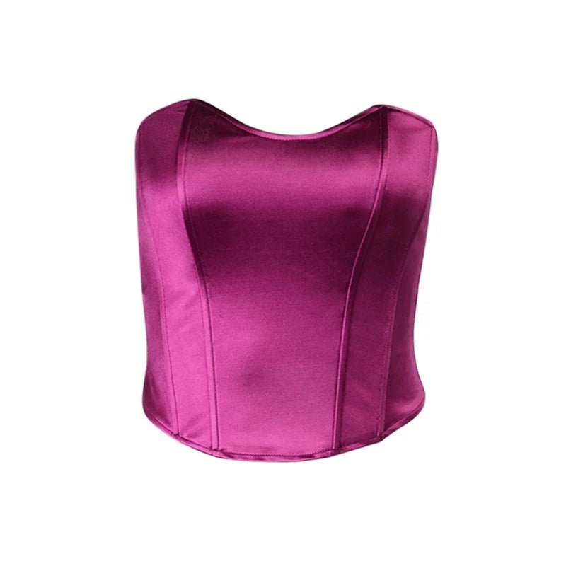 Sexy Women Tube Tops Solid Sleeveless Slim Skinny Corset Cropped Top 2024 Summer Casual Elegant Female Strapless Vest - MAGUSTA BEAUTY
