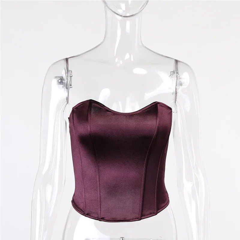 Sexy Women Tube Tops Solid Sleeveless Slim Skinny Corset Cropped Top 2024 Summer Casual Elegant Female Strapless Vest - MAGUSTA BEAUTY