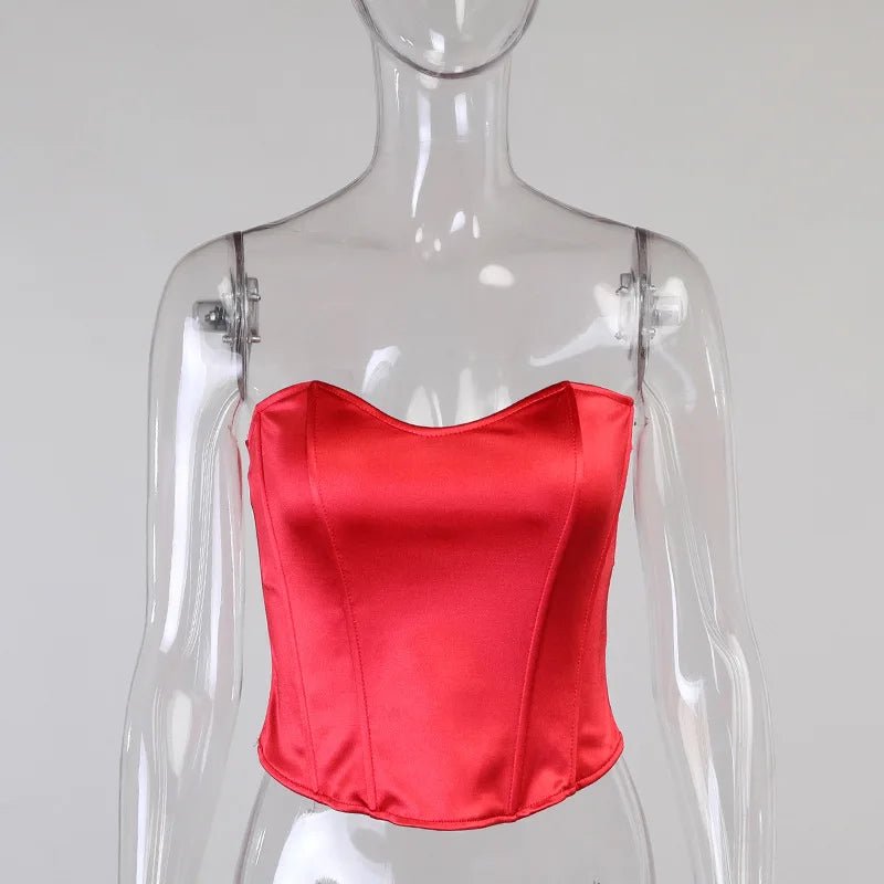 Sexy Women Tube Tops Solid Sleeveless Slim Skinny Corset Cropped Top 2024 Summer Casual Elegant Female Strapless Vest - MAGUSTA BEAUTY