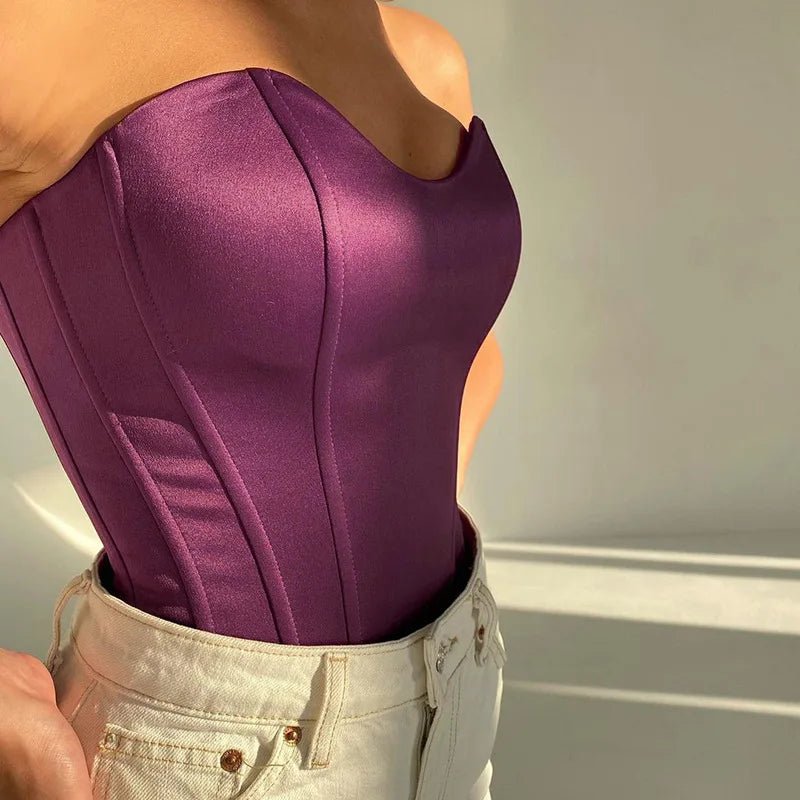 Sexy Women Tube Tops Solid Sleeveless Slim Skinny Corset Cropped Top 2024 Summer Casual Elegant Female Strapless Vest - MAGUSTA BEAUTY