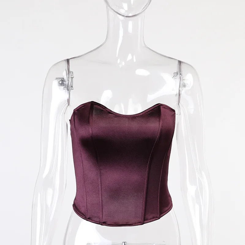 Sexy Women Tube Tops Solid Sleeveless Slim Skinny Corset Cropped Top 2024 Summer Casual Elegant Female Strapless Vest - MAGUSTA BEAUTY