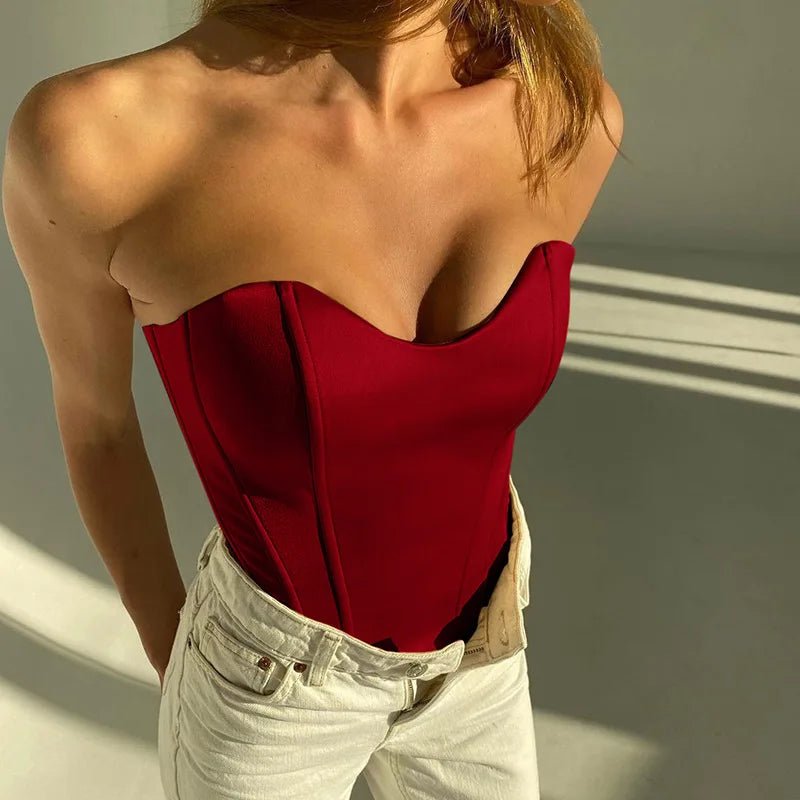 Sexy Women Tube Tops Solid Sleeveless Slim Skinny Corset Cropped Top 2024 Summer Casual Elegant Female Strapless Vest - MAGUSTA BEAUTY