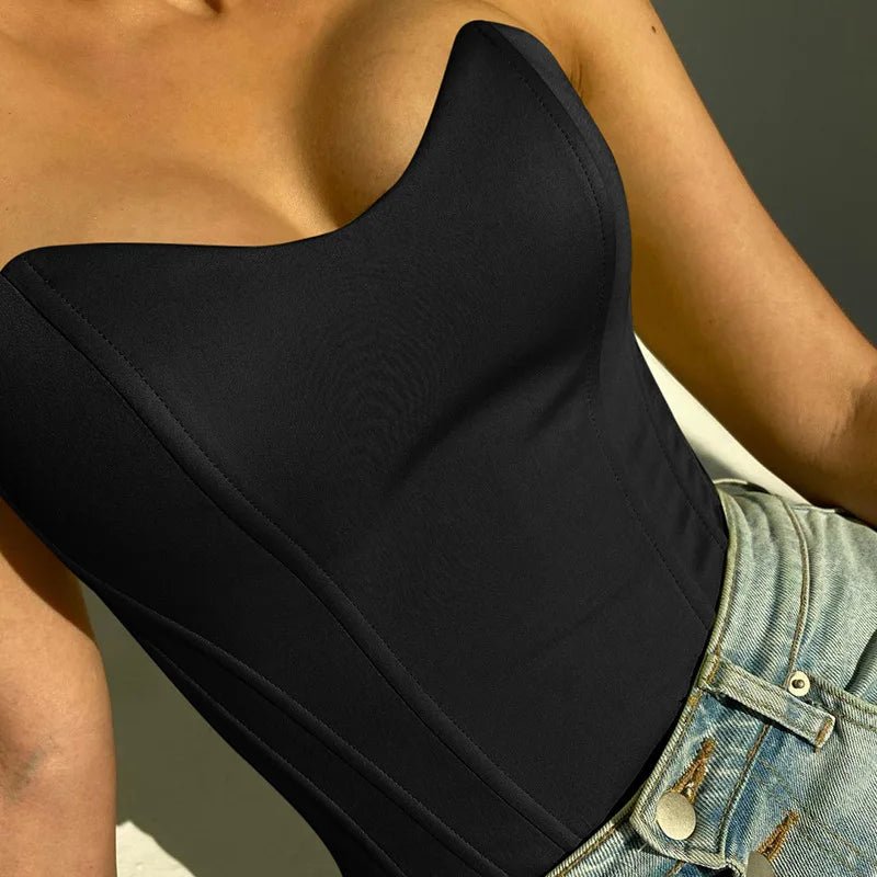 Sexy Women Tube Tops Solid Sleeveless Slim Skinny Corset Cropped Top 2024 Summer Casual Elegant Female Strapless Vest - MAGUSTA BEAUTY