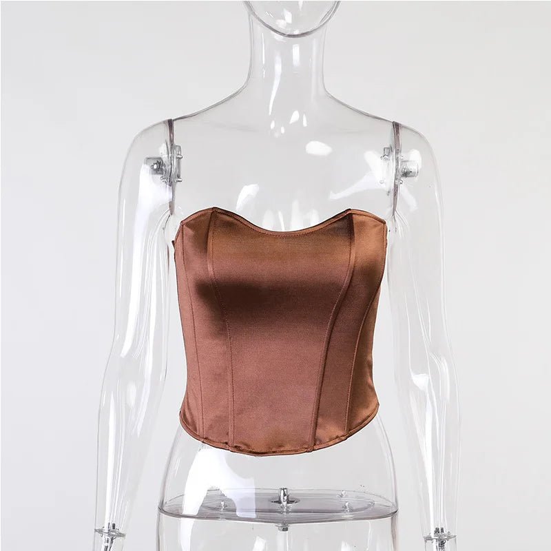 Sexy Women Tube Tops Solid Sleeveless Slim Skinny Corset Cropped Top 2024 Summer Casual Elegant Female Strapless Vest - MAGUSTA BEAUTY