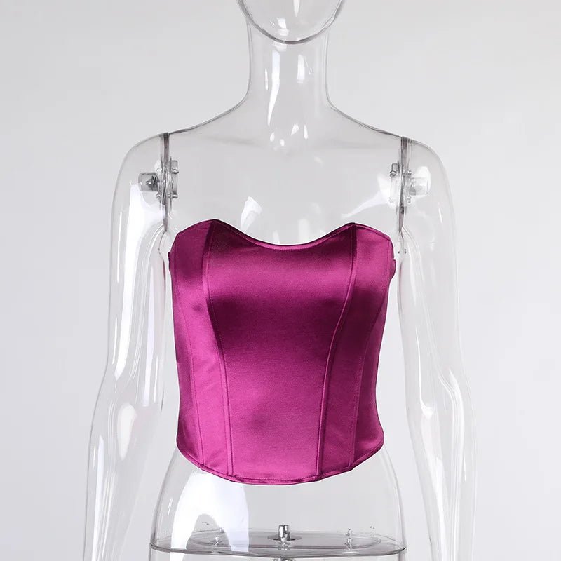 Sexy Women Tube Tops Solid Sleeveless Slim Skinny Corset Cropped Top 2024 Summer Casual Elegant Female Strapless Vest - MAGUSTA BEAUTY