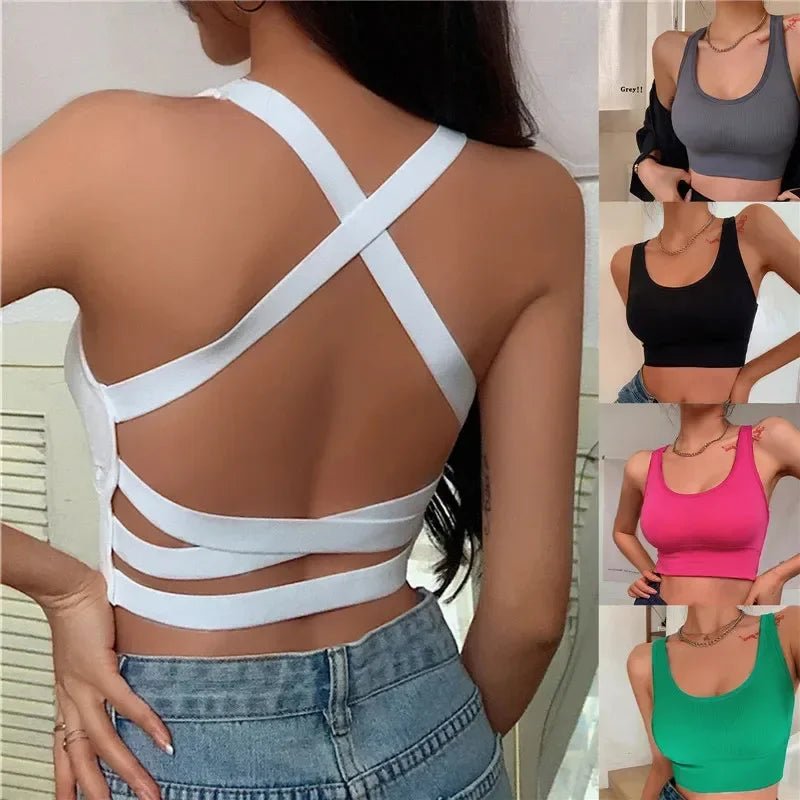Sexy Women Vest Crop Top Sleeveless Vests Beach Women Sports Vest Tops Camisole Party Backless Suspenders Straps Underdress - MAGUSTA BEAUTY
