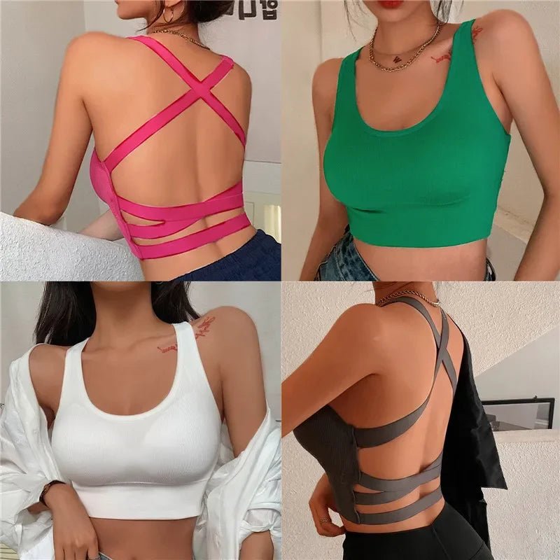 Sexy Women Vest Crop Top Sleeveless Vests Beach Women Sports Vest Tops Camisole Party Backless Suspenders Straps Underdress - MAGUSTA BEAUTY