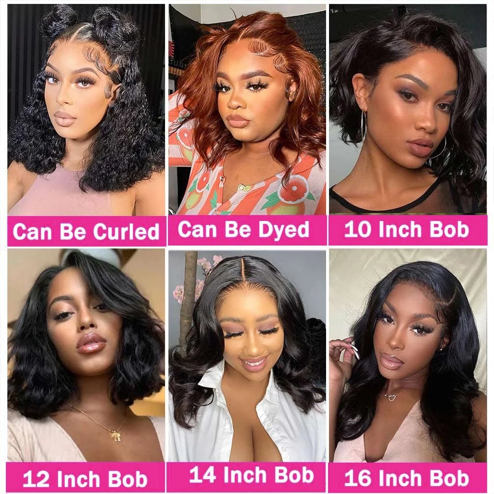 Short Bob Wig Human Hair 13x4 Lace Front Wig Body Wave Brazilian Remy Short Bob Wigs 200 Density 4x4 Lace Closure Body Wave Wigs - MAGUSTA BEAUTY