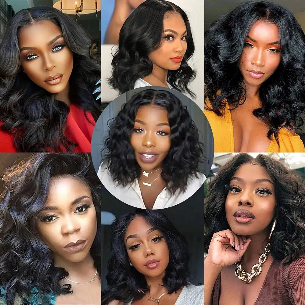 Short Bob Wig Human Hair 13x4 Lace Front Wig Body Wave Brazilian Remy Short Bob Wigs 200 Density 4x4 Lace Closure Body Wave Wigs - MAGUSTA BEAUTY