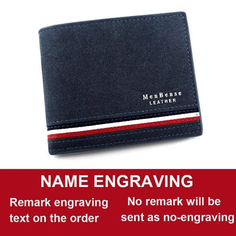 Short Men Wallets Zipper Coin Pocket Slim Card Holder Name Engraved Luxury Male Purses High Quality PU Leather Men's Wallet - MAGUSTA BEAUTY