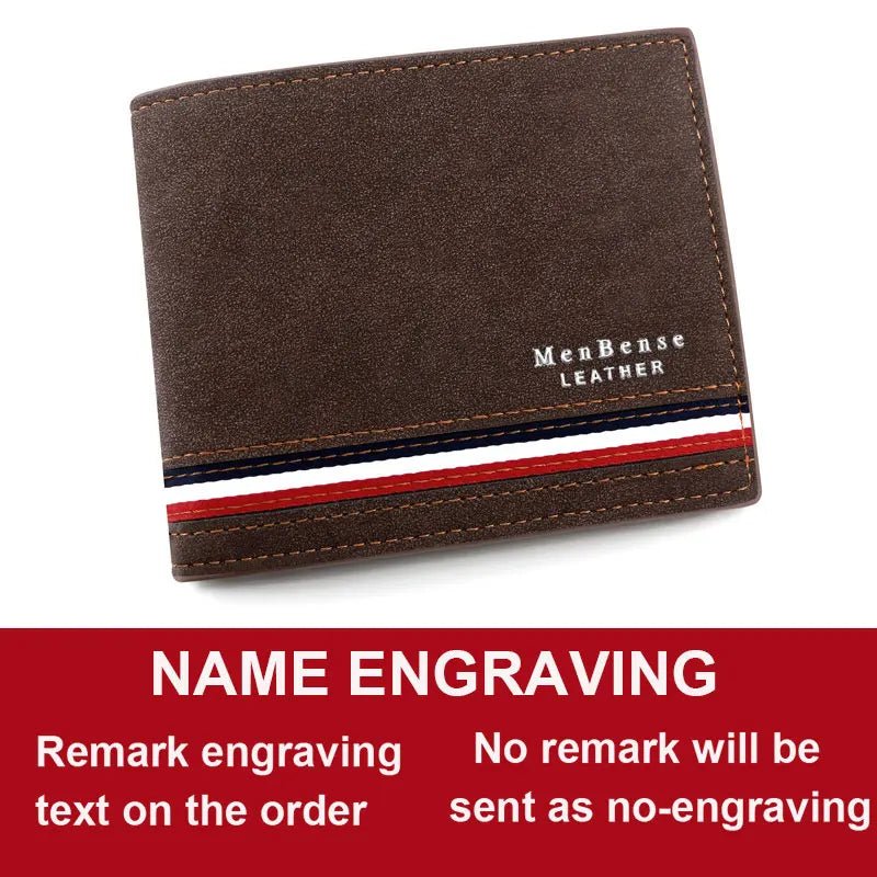 Short Men Wallets Zipper Coin Pocket Slim Card Holder Name Engraved Luxury Male Purses High Quality PU Leather Men's Wallet - MAGUSTA BEAUTY