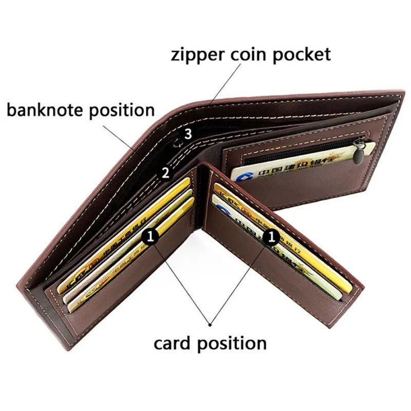Short Men Wallets Zipper Coin Pocket Slim Card Holder Name Engraved Luxury Male Purses High Quality PU Leather Men's Wallet - MAGUSTA BEAUTY