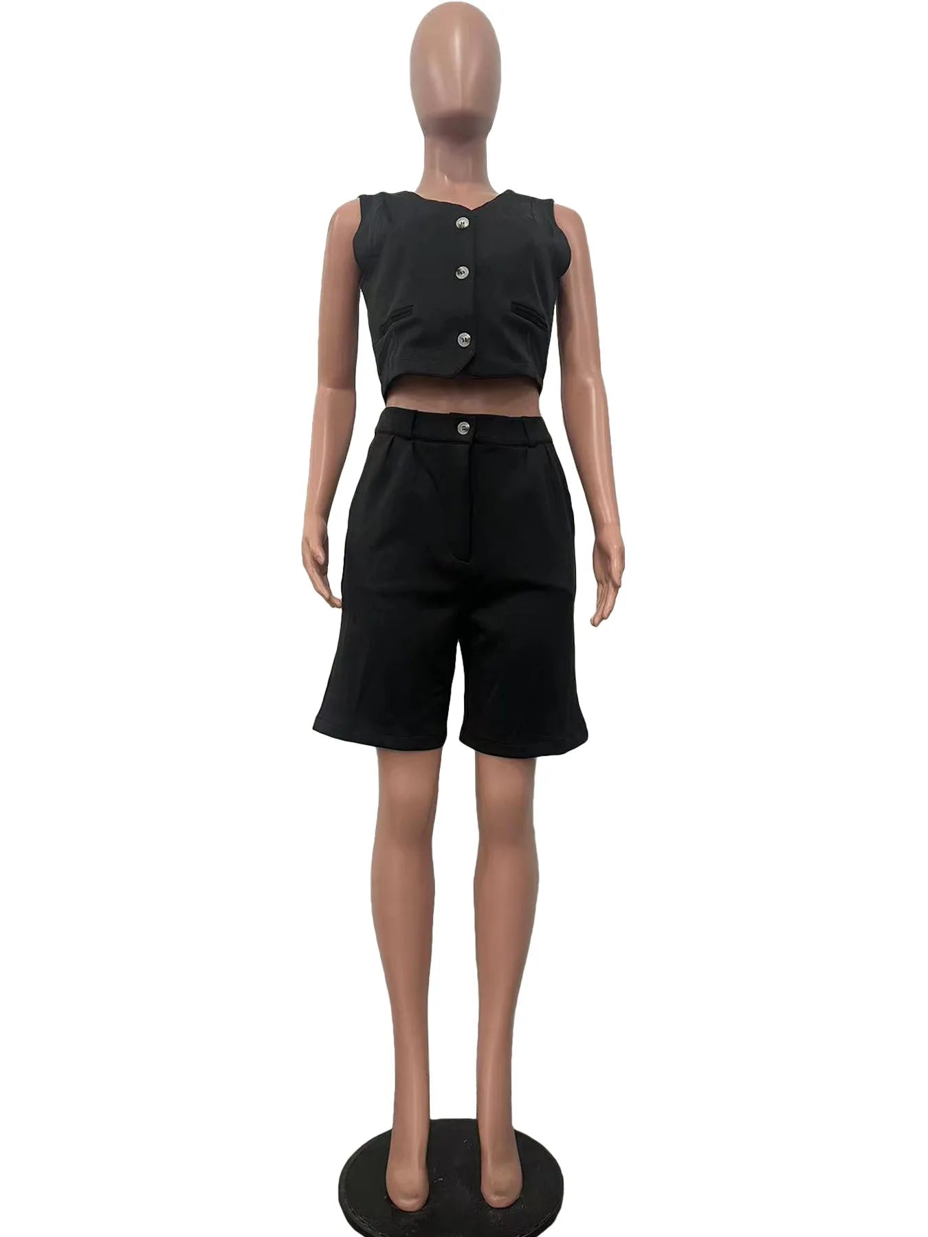 Shorts Pant Set Women Two Piece Sets V Neck Sleeveless Vests Tops Short Pants High Waist Y2k Streetwear Casual Solid 2026 - MAGUSTA BEAUTY