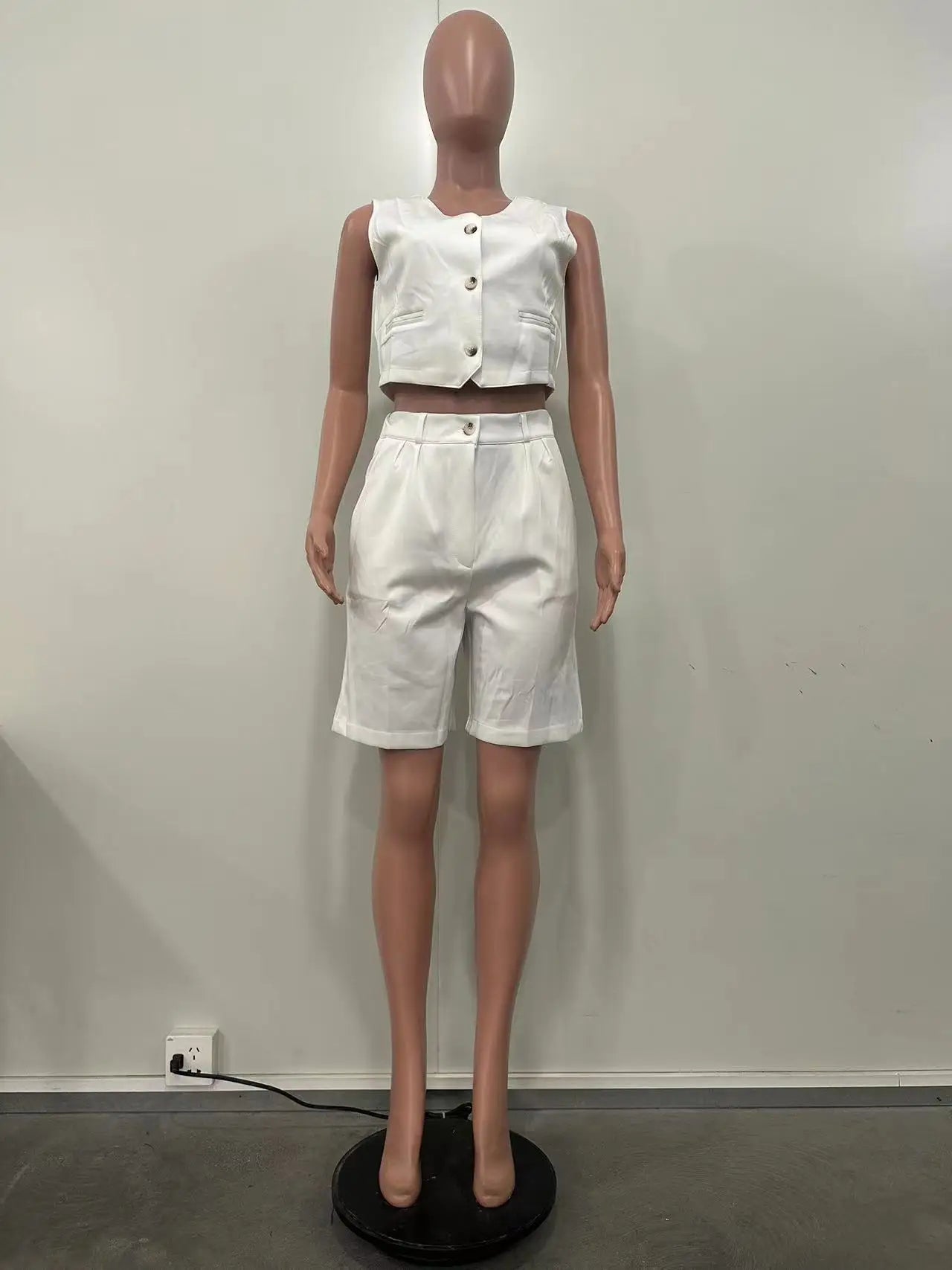 Shorts Pant Set Women Two Piece Sets V Neck Sleeveless Vests Tops Short Pants High Waist Y2k Streetwear Casual Solid 2026 - MAGUSTA BEAUTY