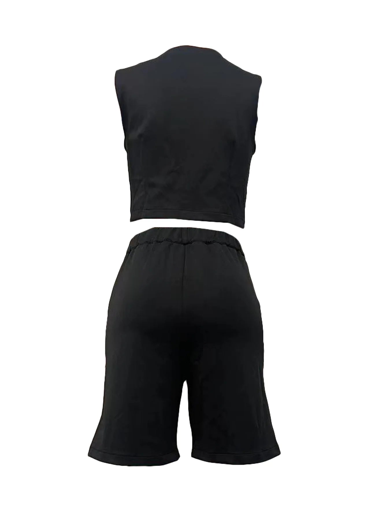 Shorts Pant Set Women Two Piece Sets V Neck Sleeveless Vests Tops Short Pants High Waist Y2k Streetwear Casual Solid 2026 - MAGUSTA BEAUTY