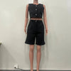 Shorts Pant Set Women Two Piece Sets V Neck Sleeveless Vests Tops Short Pants High Waist Y2k Streetwear Casual Solid 2026 - MAGUSTA BEAUTY