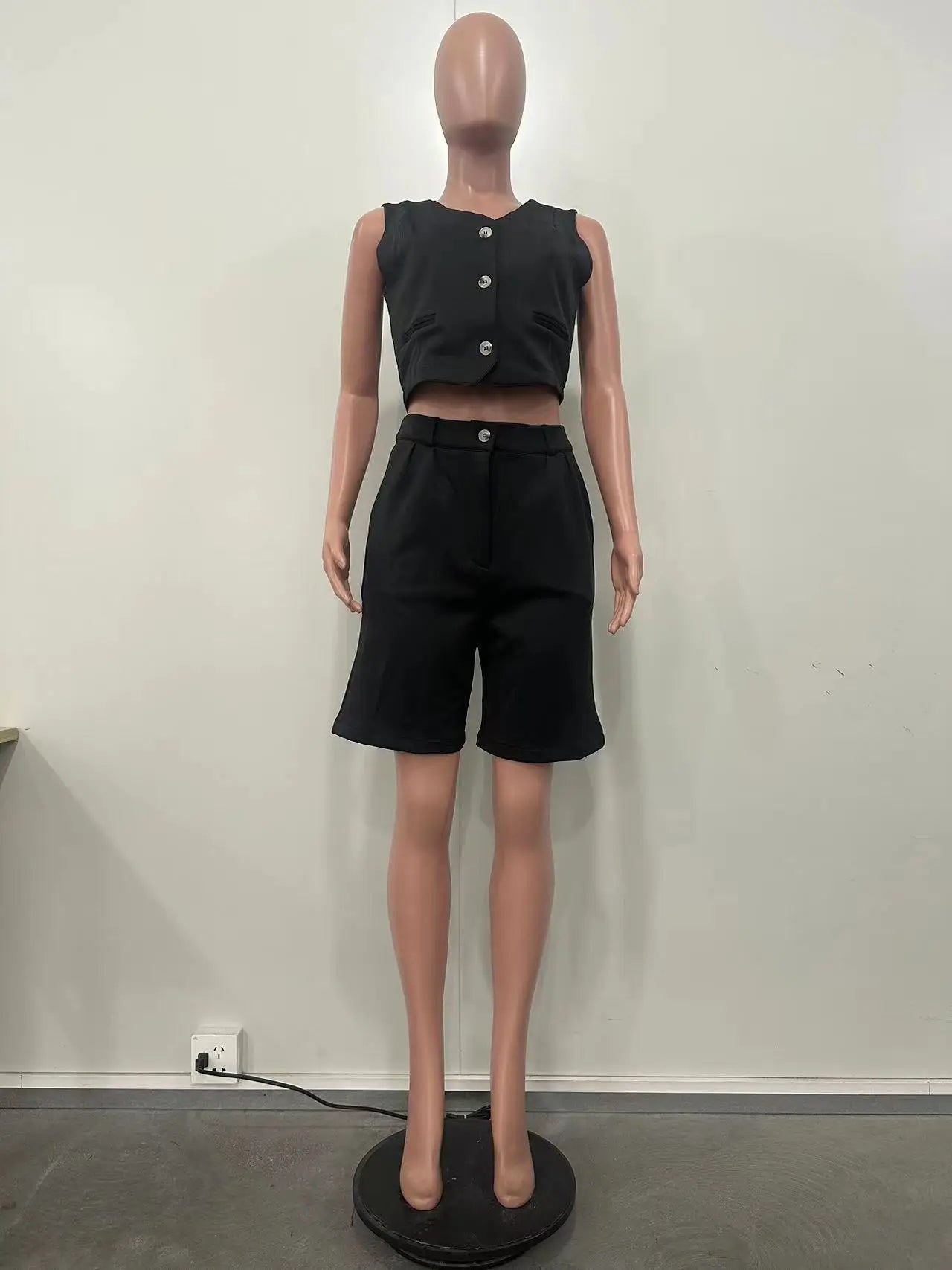 Shorts Pant Set Women Two Piece Sets V Neck Sleeveless Vests Tops Short Pants High Waist Y2k Streetwear Casual Solid 2026 - MAGUSTA BEAUTY