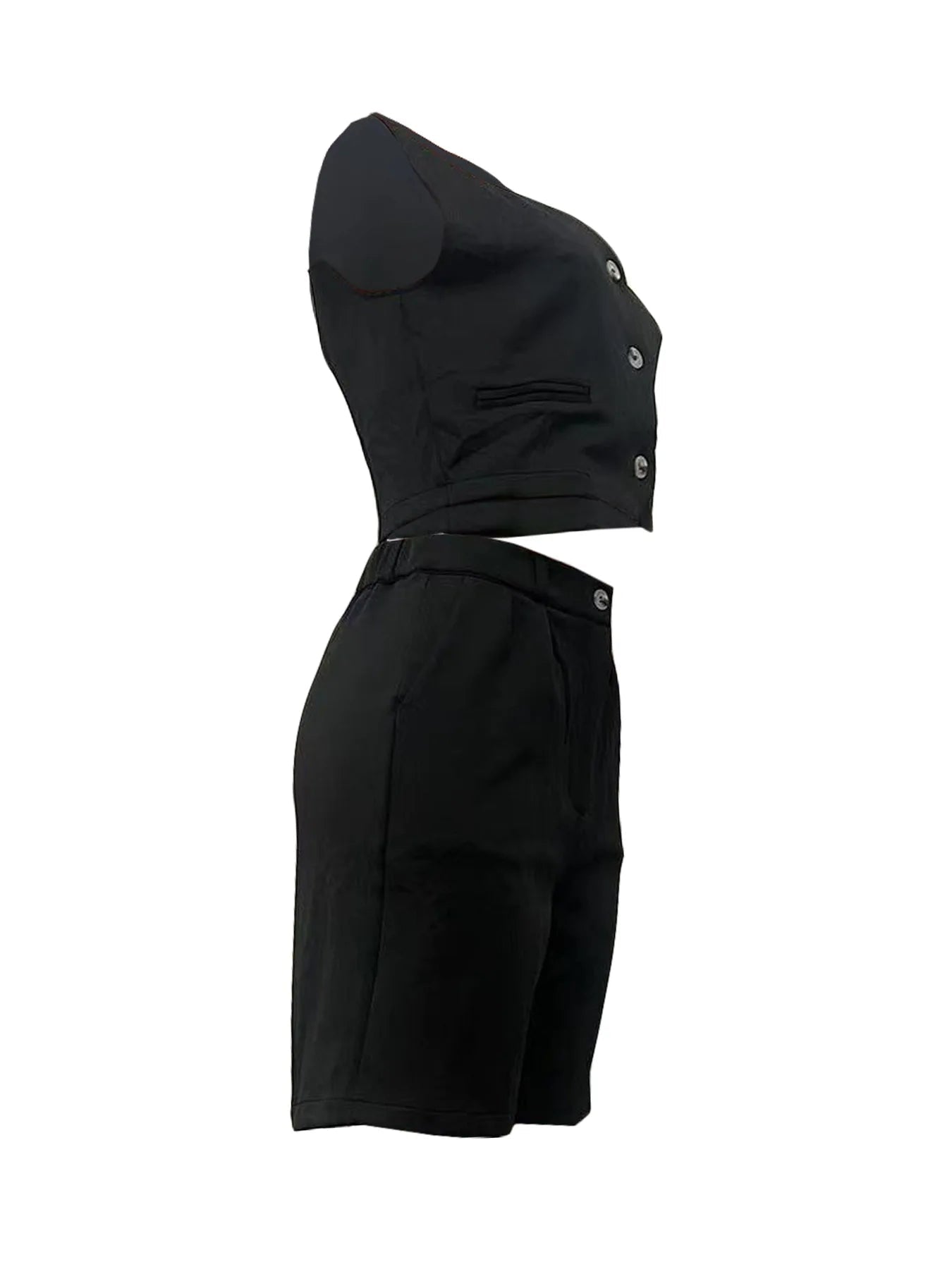Shorts Pant Set Women Two Piece Sets V Neck Sleeveless Vests Tops Short Pants High Waist Y2k Streetwear Casual Solid 2026 - MAGUSTA BEAUTY