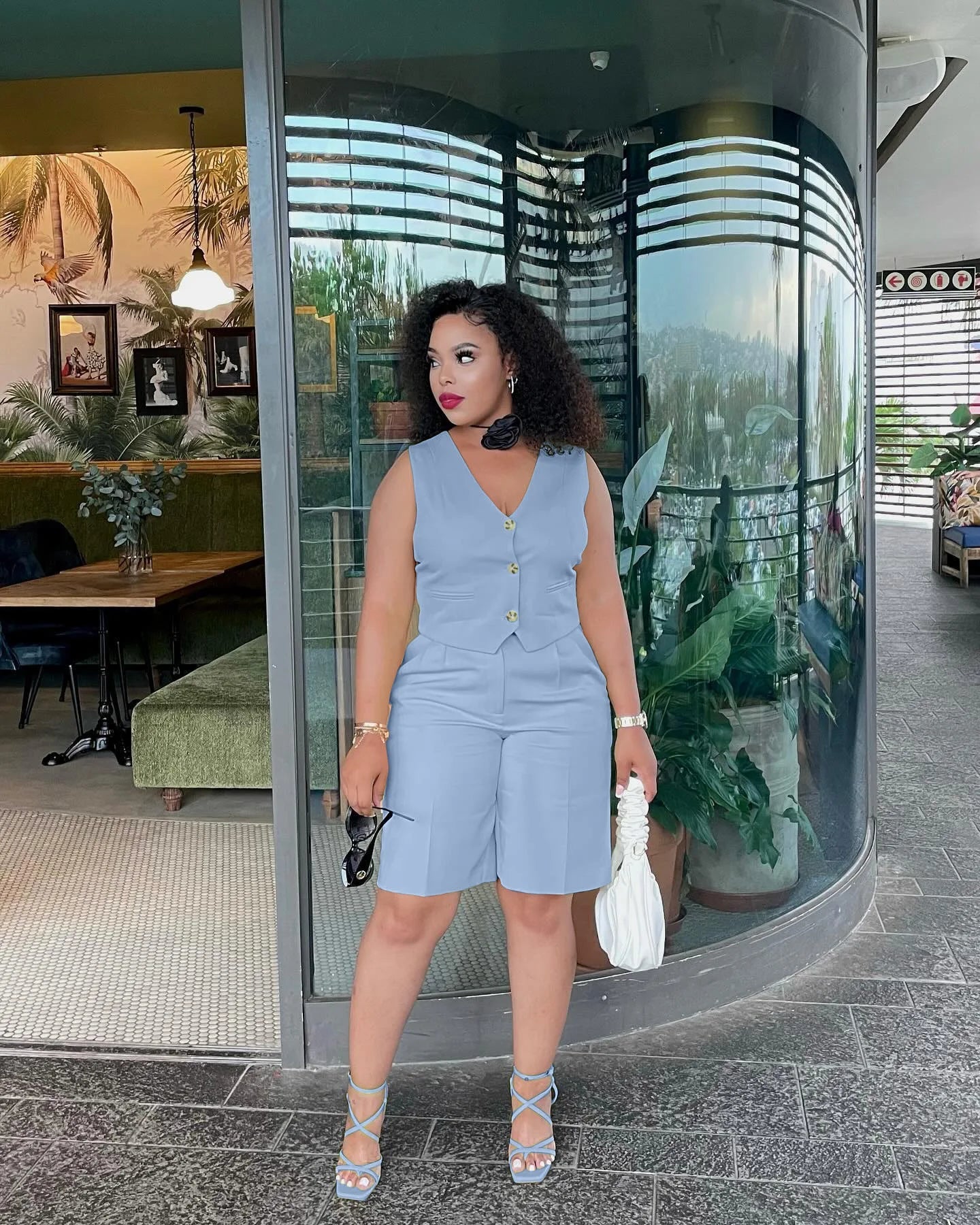Shorts Pant Set Women Two Piece Sets V Neck Sleeveless Vests Tops Short Pants High Waist Y2k Streetwear Casual Solid 2026 - MAGUSTA BEAUTY