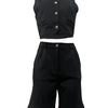 Shorts Pant Set Women Two Piece Sets V Neck Sleeveless Vests Tops Short Pants High Waist Y2k Streetwear Casual Solid 2026 - MAGUSTA BEAUTY