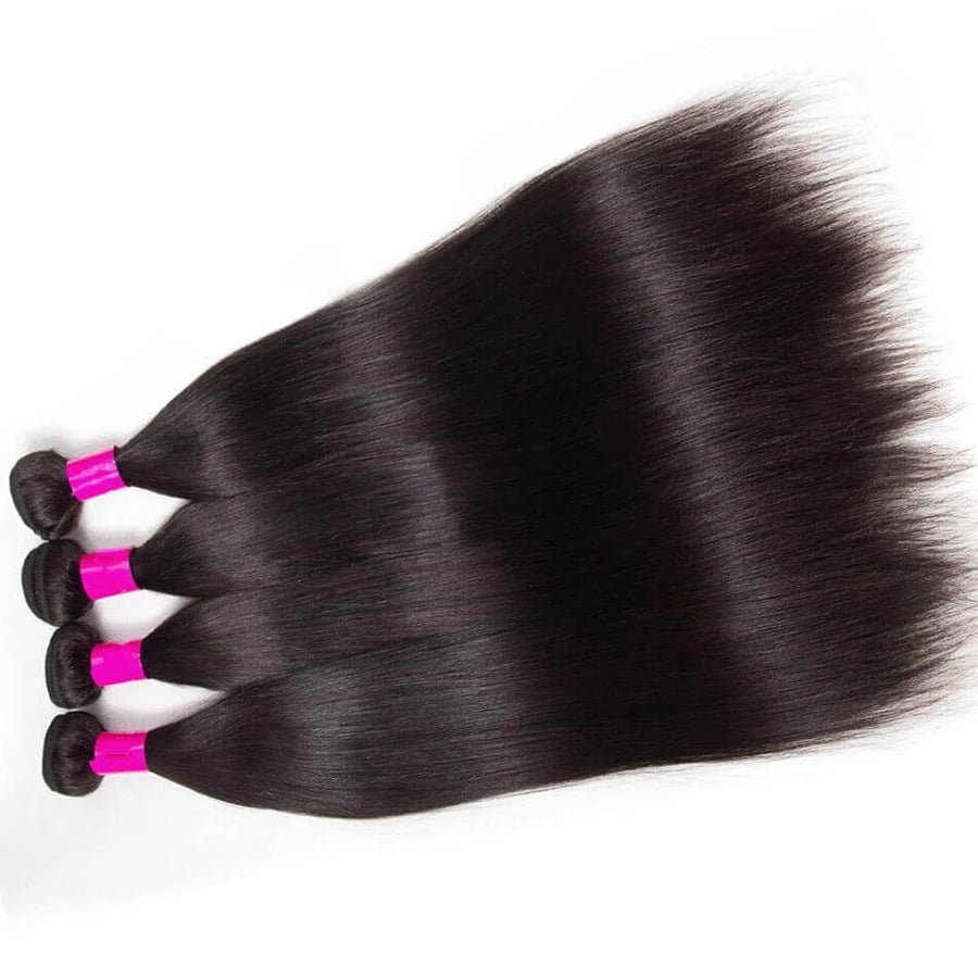 Silky Straight Bundles Human Hair Remy Brazilian Hair Extensions 1/3/4 PCS Natural Black Hair Weave Bundles 14 - 30 Inches - MAGUSTA BEAUTY