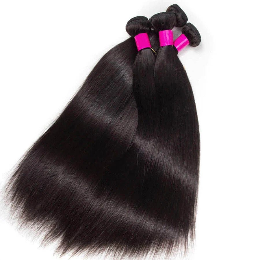 Silky Straight Bundles Human Hair Remy Brazilian Hair Extensions 1/3/4 PCS Natural Black Hair Weave Bundles 14 - 30 Inches - MAGUSTA BEAUTY