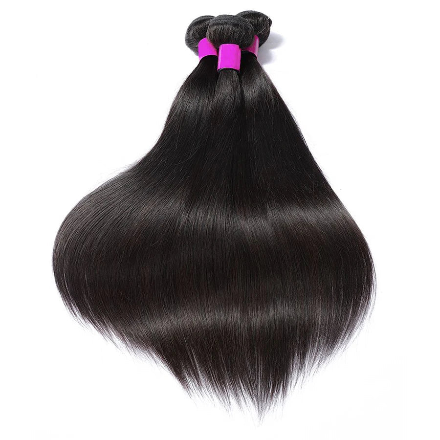Silky Straight Bundles Human Hair Remy Brazilian Hair Extensions 1/3/4 PCS Natural Black Hair Weave Bundles 14 - 30 Inches - MAGUSTA BEAUTY