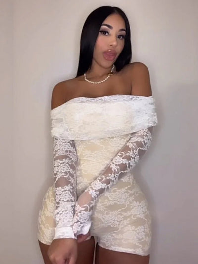Sisterlinda Autumn Release Junior Short Sexy High Street Jumpsuits M24Q62420Girl Knit Lace White Slim Backless Fashion Jumpsuits - MAGUSTA BEAUTY