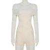 Sisterlinda Autumn Release Junior Short Sexy High Street Jumpsuits M24Q62420Girl Knit Lace White Slim Backless Fashion Jumpsuits - MAGUSTA BEAUTY