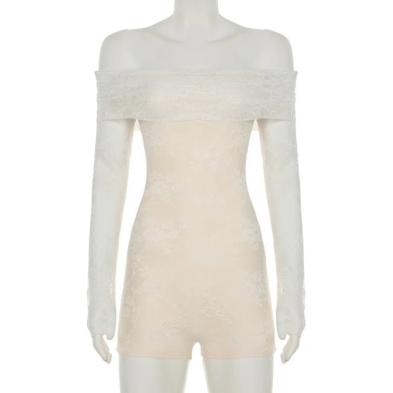 Sisterlinda Autumn Release Junior Short Sexy High Street Jumpsuits M24Q62420Girl Knit Lace White Slim Backless Fashion Jumpsuits - MAGUSTA BEAUTY