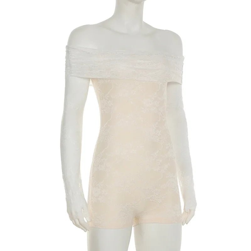 Sisterlinda Autumn Release Junior Short Sexy High Street Jumpsuits M24Q62420Girl Knit Lace White Slim Backless Fashion Jumpsuits - MAGUSTA BEAUTY