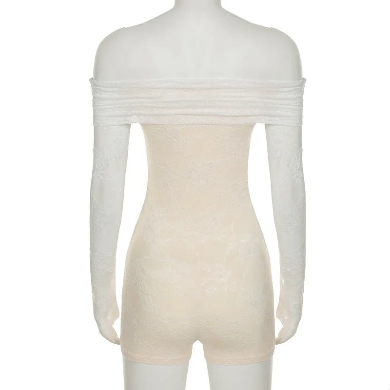 Sisterlinda Autumn Release Junior Short Sexy High Street Jumpsuits M24Q62420Girl Knit Lace White Slim Backless Fashion Jumpsuits - MAGUSTA BEAUTY