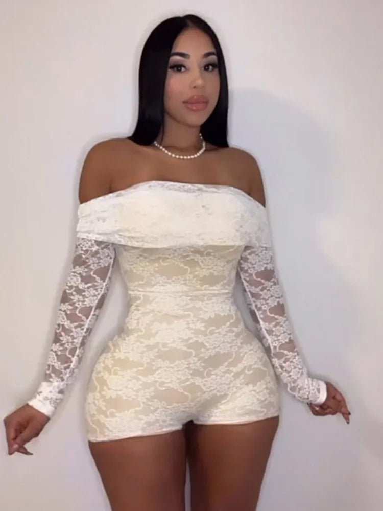 Sisterlinda Autumn Release Junior Short Sexy High Street Jumpsuits M24Q62420Girl Knit Lace White Slim Backless Fashion Jumpsuits - MAGUSTA BEAUTY