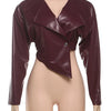 Sisterlinda Faux Leather Single Button Crop Jacket Women Autumn Trend Cross Neck Full Sleeve Wild Style Classic Streetwear Coat - MAGUSTA BEAUTY